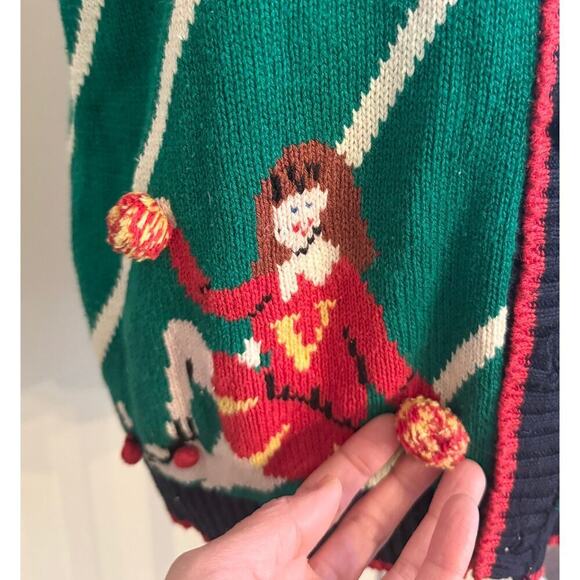 Vintage 80s/90s Eagle Eye Sweater Vest Football Hand Knit Size M - Picture 3 of 8